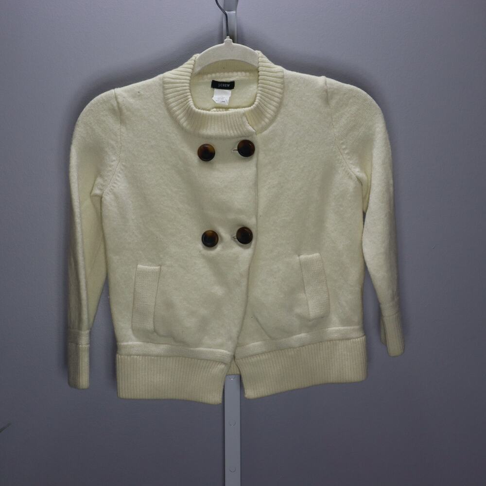 J.Crew Wool Double‎ Breasted Cardigan XS/S Cream Short Jacket